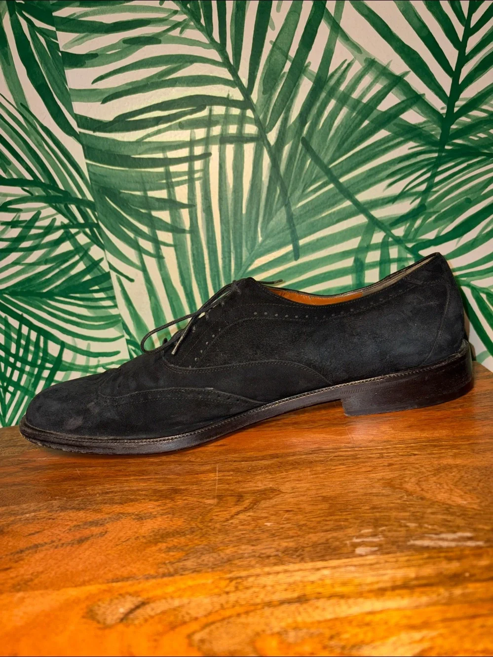 Salvatore Ferragamo Blue Suede Wingtip Shoes Men’s 12 D